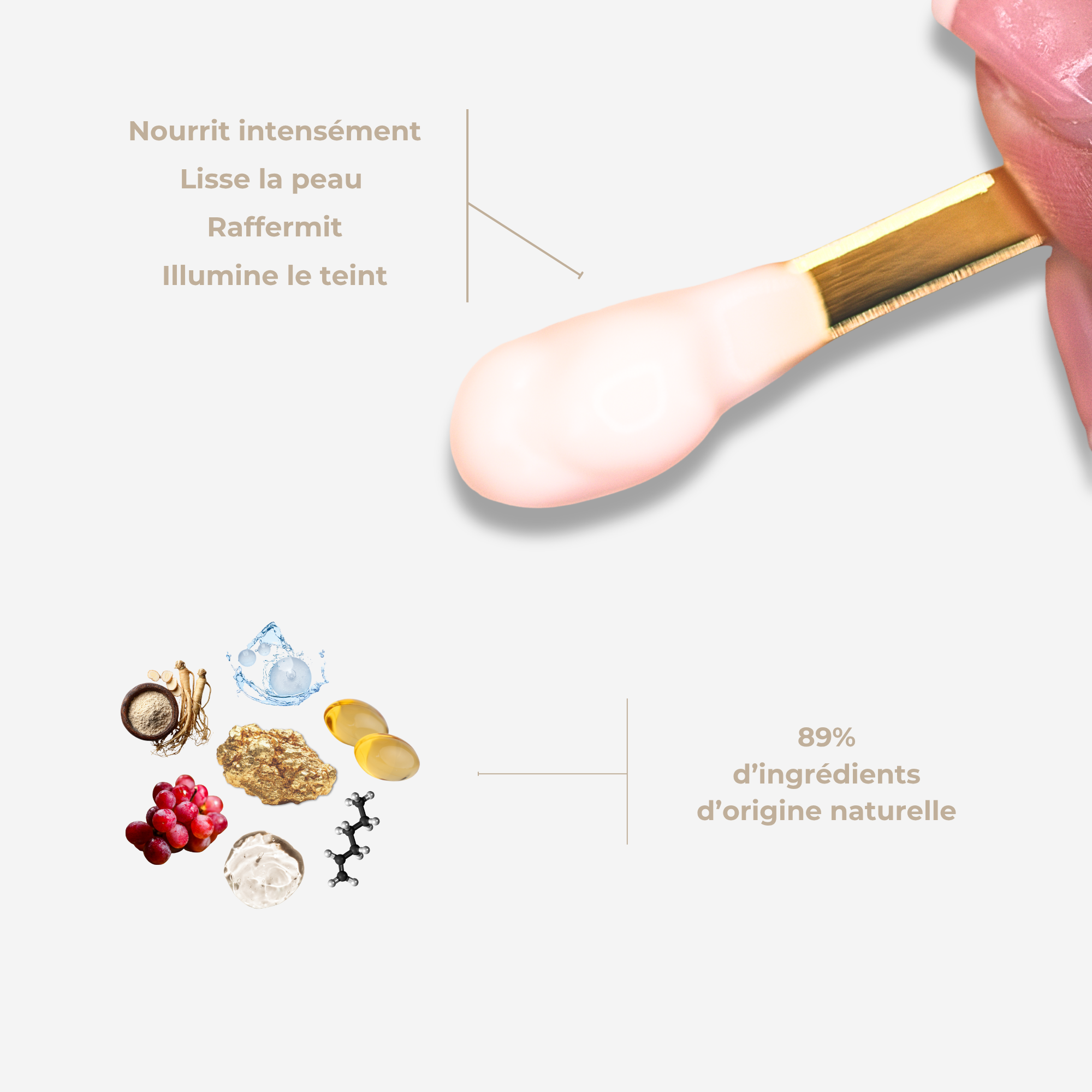 Crème Précieuse à l'Or 24K — Fermeté, nutrition, rides atténuées • 89% naturel