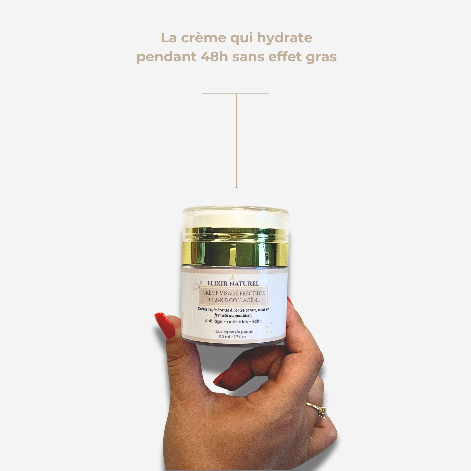 Crème Précieuse à l'Or 24K — Fermeté, nutrition, rides atténuées • 89% naturel